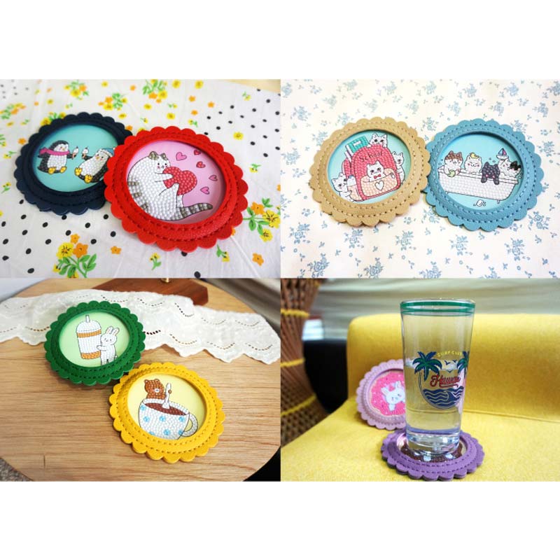 보석십자수 컵받침 DIY 8종 만들기